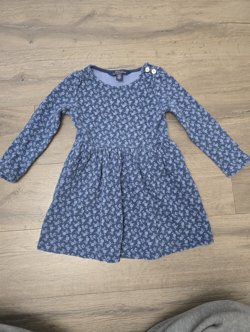 Polo Ralph Lauren Girls Floral Dress Blue White Size 4T